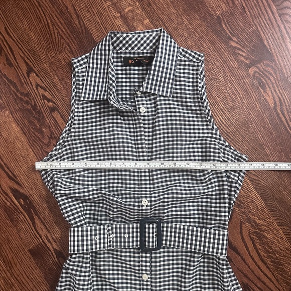 Ben Sherman navy white gingham belted shirt dress size small - Picture 6 of 8
